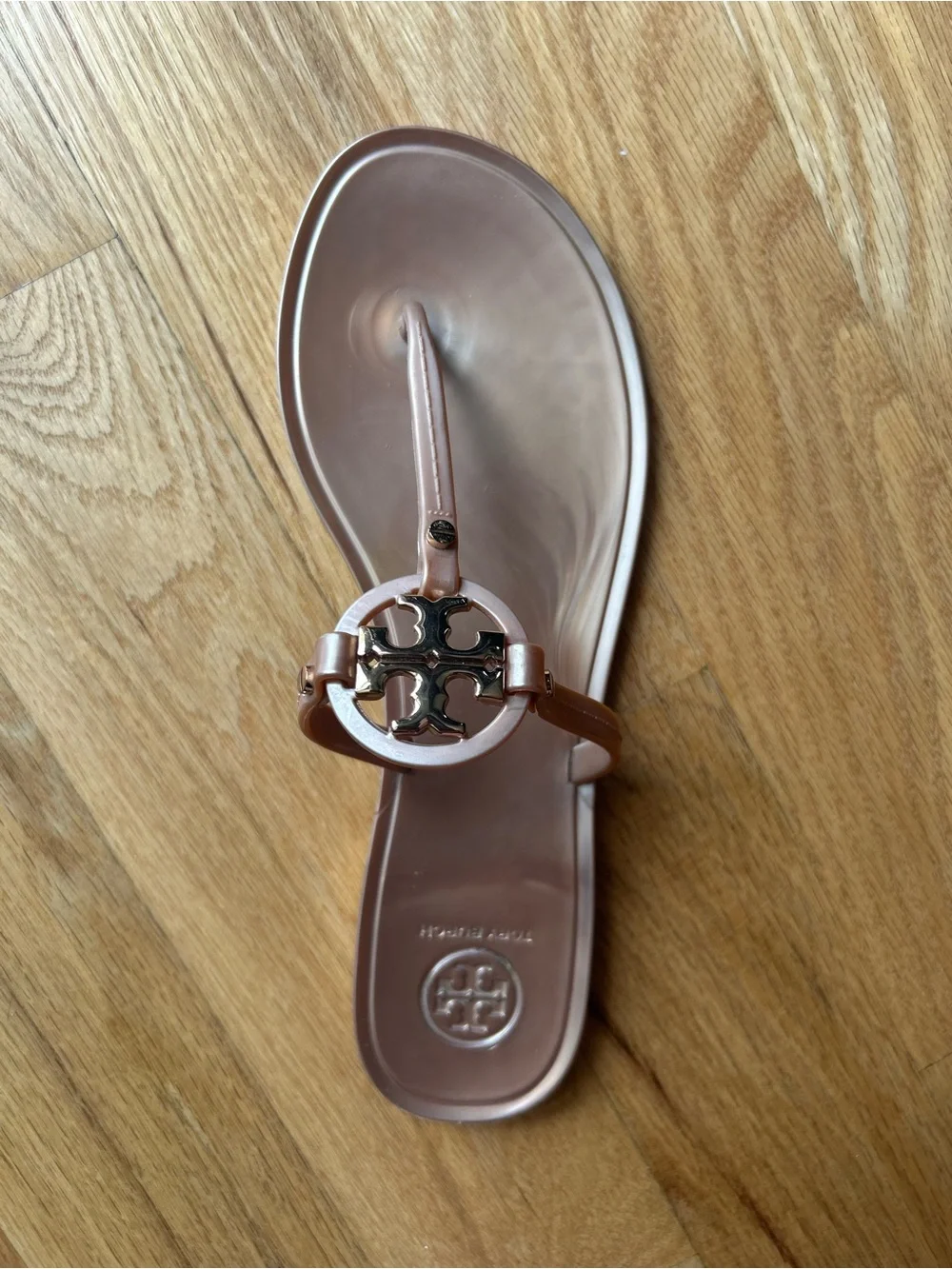 Tory Burch Muted Pink with Gold Emblem Thong Sandals